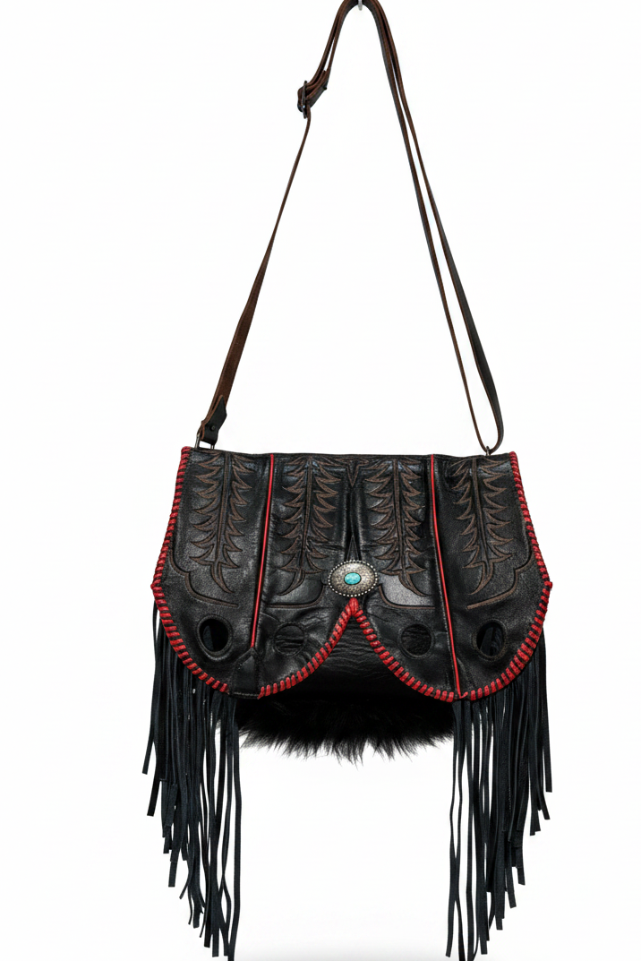 Black leather with sheep hide
