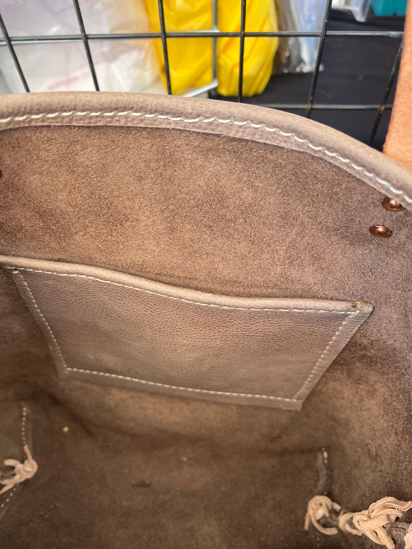 Brown leather tote bag