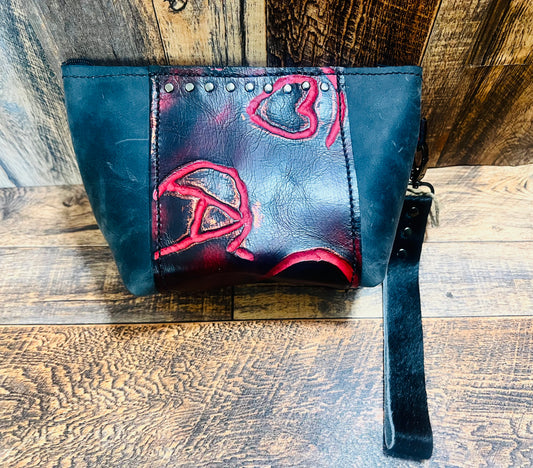 Makeup/Travel bag with leather strap