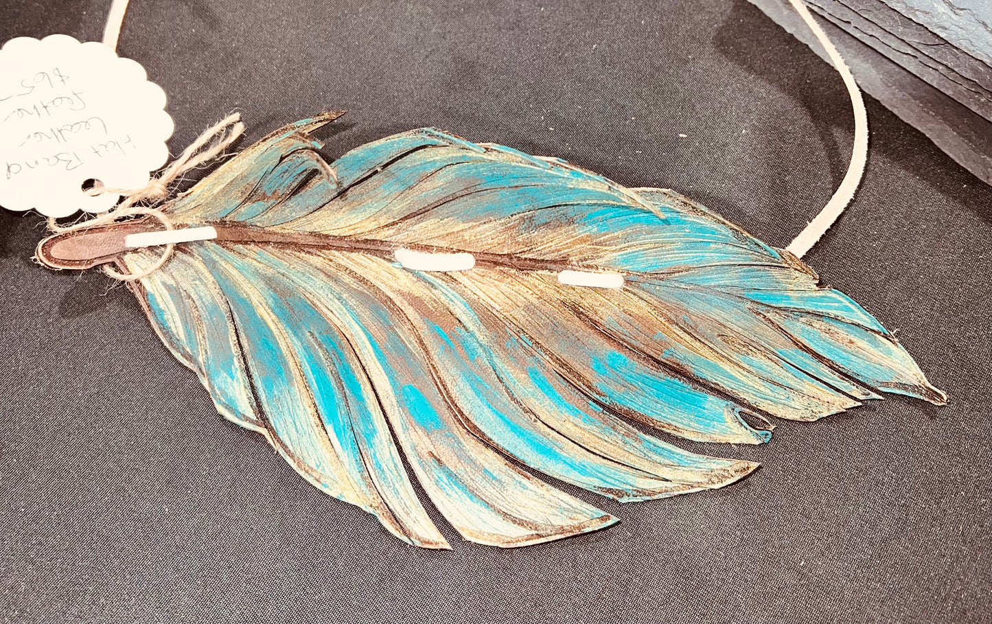 Leather feather hatband