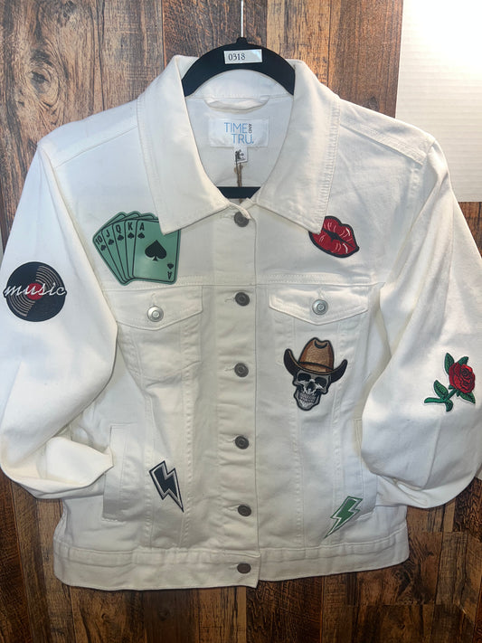 Patched denim jacket