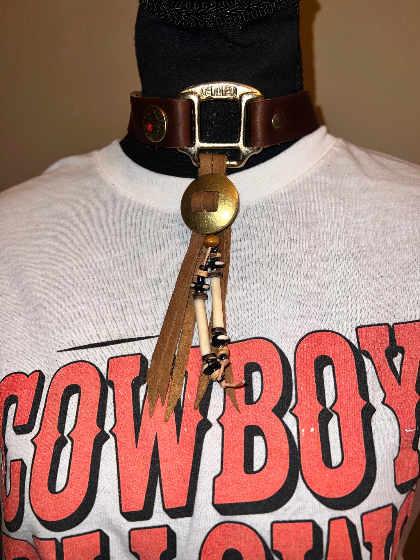 Leather beaded choker