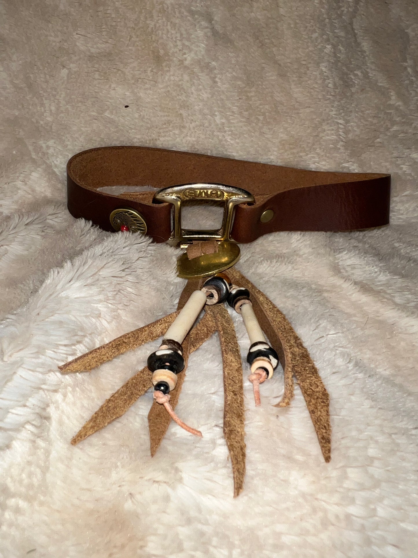 Leather beaded choker