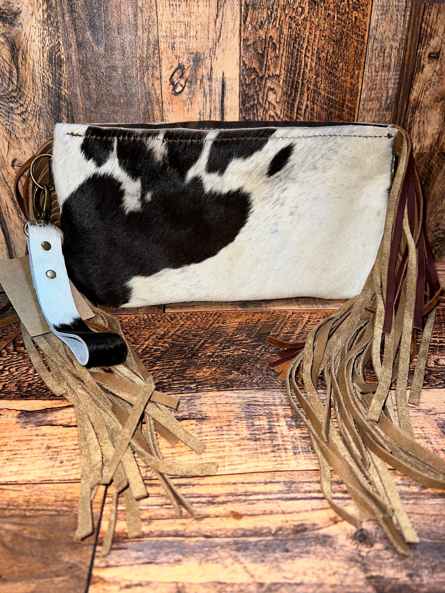 Leather and hair on hide clutch